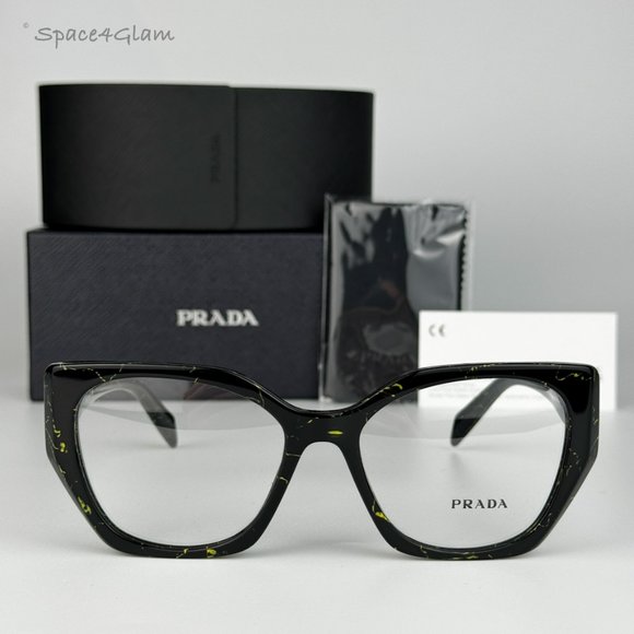 NEW Prada PR18WV 19D1O1 Black Yellow Marble Cat Eye Women Eyeglasses - Picture 4 of 9